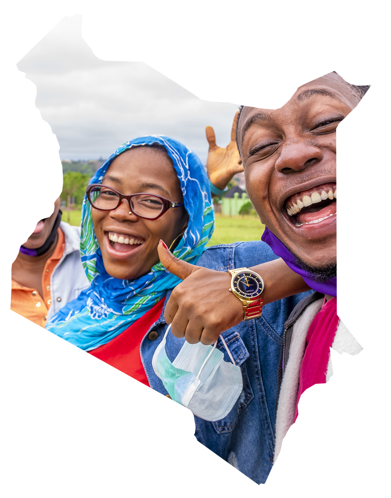 Kenya outline with people